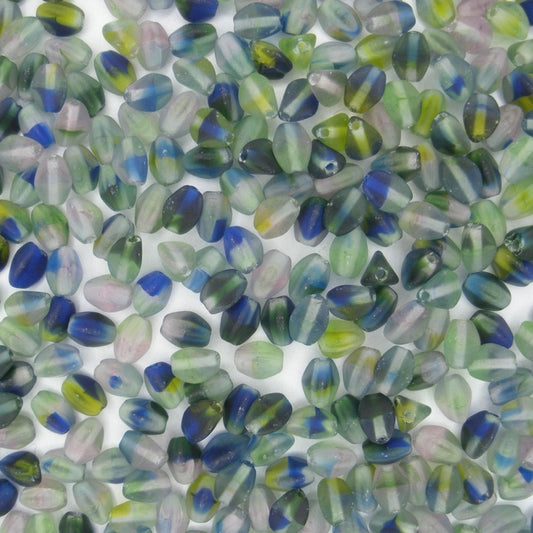 50 x pinch beads in Matt Green/Blue (3x5mm)