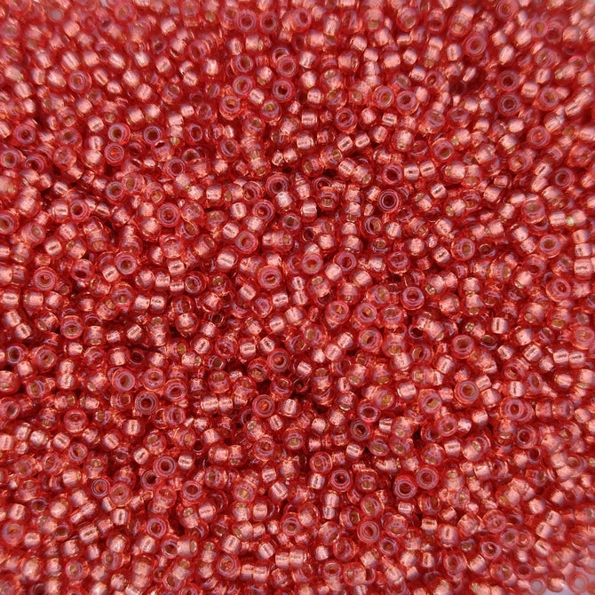 4265 - 25g Size 15/0 Miyuki seed beads in Duracoat Silver lined Light Watermelon