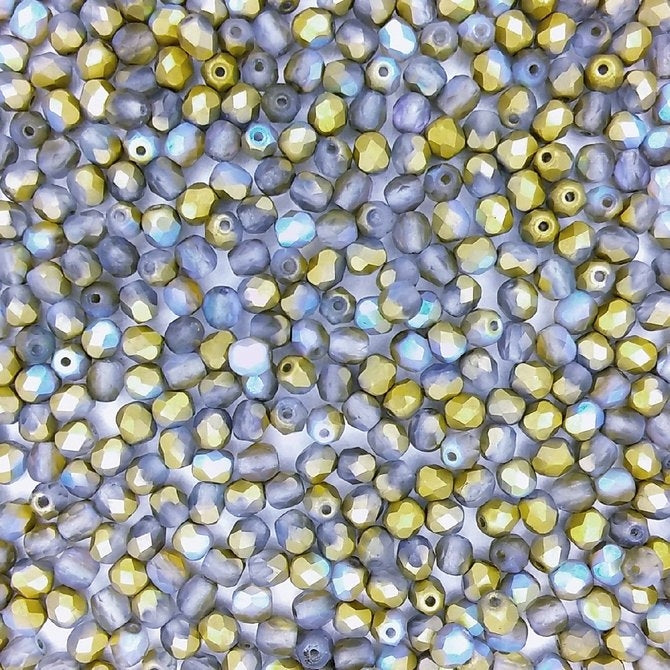 50 x 4mm faceted beads in Matt Golden Rainbow