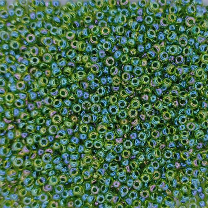 0341 - 10g Size 11/0 Miyuki seed beads in Green lined Chartreuse AB