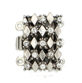 Claspgarten Silver textured clasp with 3 rows 13440 - 20x13mm