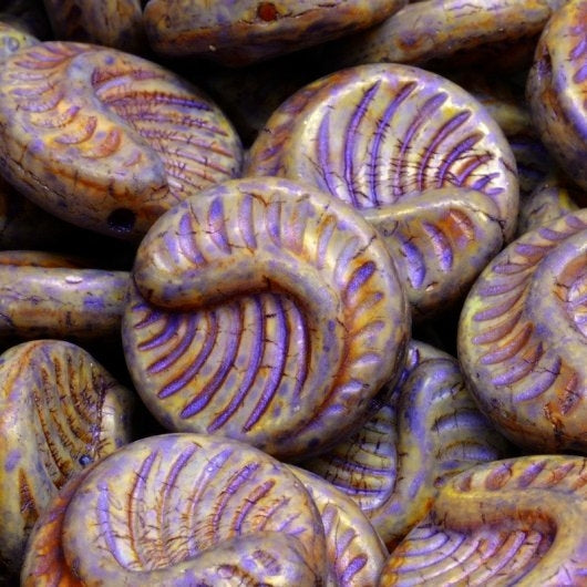 2 x 19mm Fossil Coins in Opaque Violet Picasso