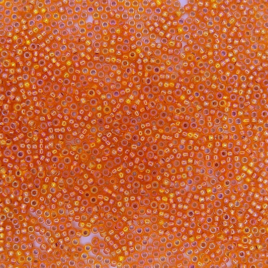 1008 - 10g Size 11/0 Miyuki seed beads in Silver lined Orange AB