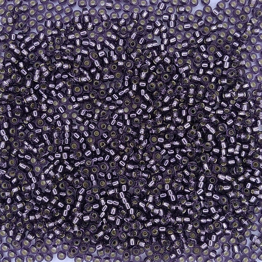 0024 - 10g Size 11/0 Miyuki seed beads in Silver lined Amethyst