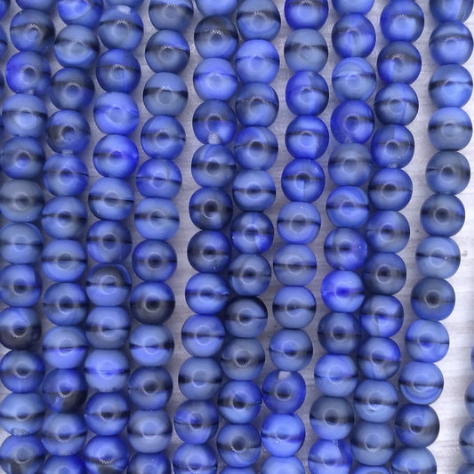 35 x 5mm round beads in Blue/Black