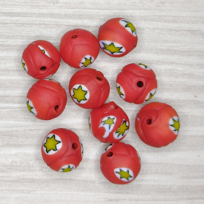 10mm Venetian millefiori bead in Red (1960/70s)