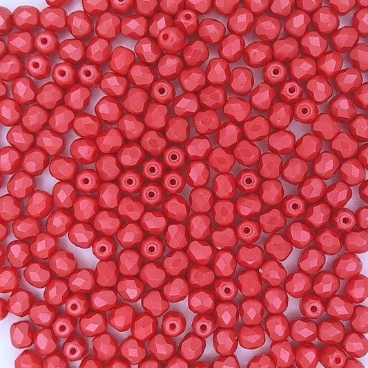 50 x 4mm faceted beads in Pastel Dark Coral