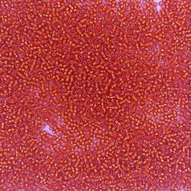 0009 - 5g Size 15/0 Miyuki seed beads in Silver lined Orange