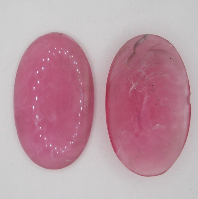 Cab88 - 35x21mm oval cabochon in Pink Marble (Vintage)