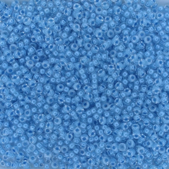 0221 - 50g Size 11/0 Miyuki seed beads in Sky Blue lined Crystal