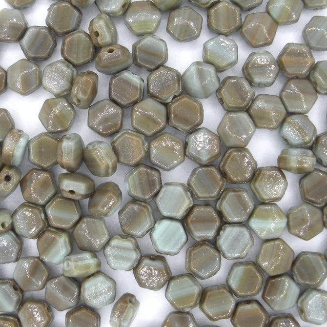 25 x 5mm faceted nailhead beads in Brown Marble (modern)