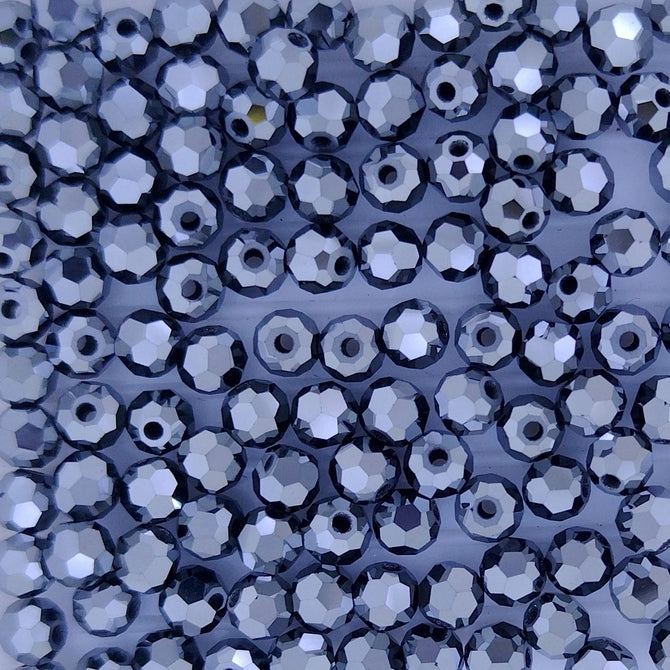 24 x 3mm round beads in Full Gunmetal (Preciosa)