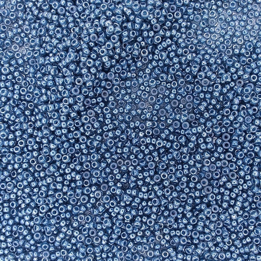 0390 - 10g Size 11/0 Miyuki seed beads in Lined Steel Blue Lustre