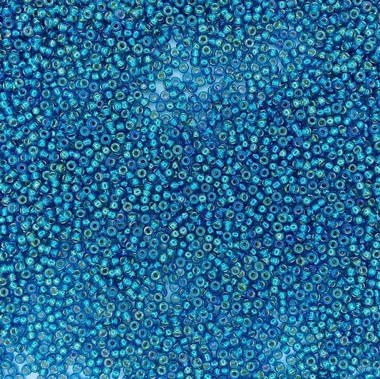1025 - 10g Size 11/0 Miyuki seed beads in Silver lined Capri Blue AB