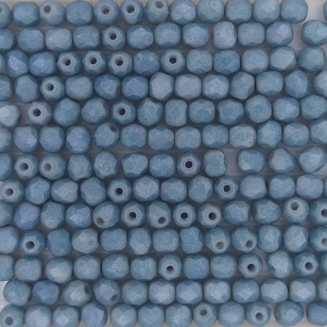 50 x 4mm faceted beads in Matt Baby Blue Lustre