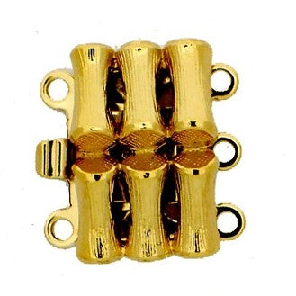 Claspgarten Gold bamboo clasp with 3 rows 13727 - 14x10mm