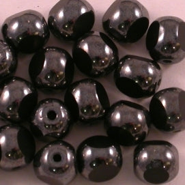 10 x 6mm beads in Black/Gunmetal with three cuts