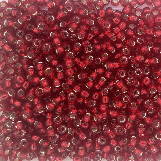 0011 - 10g Size 8/0 Miyuki seed beads in Silver lined Ruby