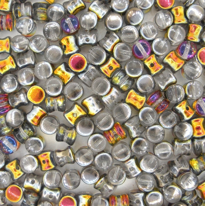 50 x diabolo beads in Crystal Marea