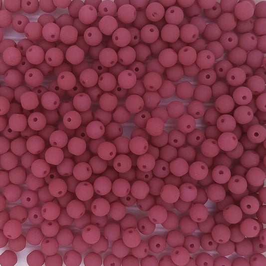 50 x 3mm round beads in Neon Dark Red