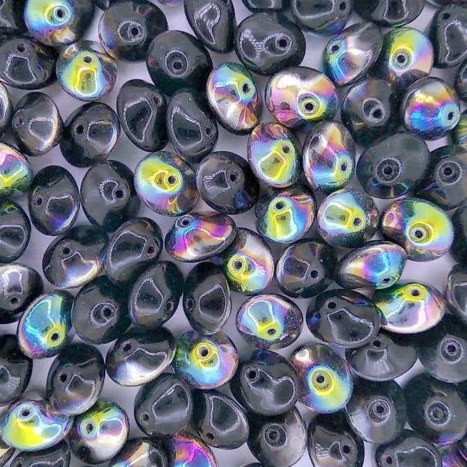 10 x UFO beads in Black Vitrail