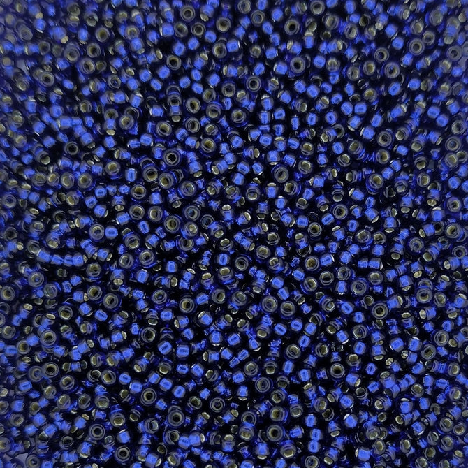 4281 - 25g Size 15/0 Miyuki seed beads in Duracoat Silver lined Navy Blue