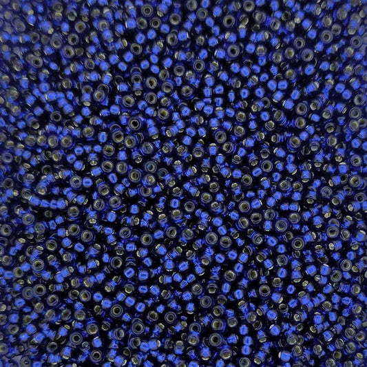 4281 - 25g Size 15/0 Miyuki seed beads in Duracoat Silver lined Navy Blue
