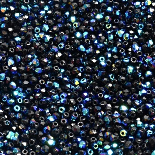 50 x True 2mm faceted beads in Black AB