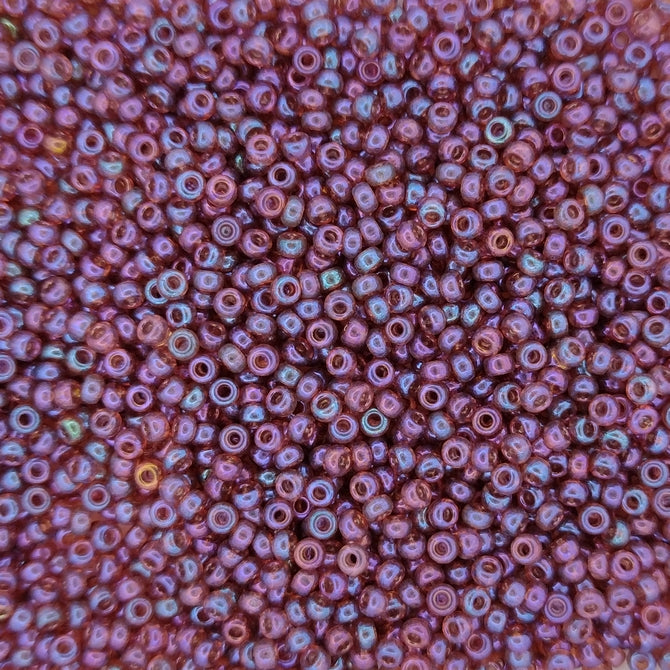 0302 - 50g Size 11/0 Miyuki seed beads in Claret Rainbow Gold Lustre