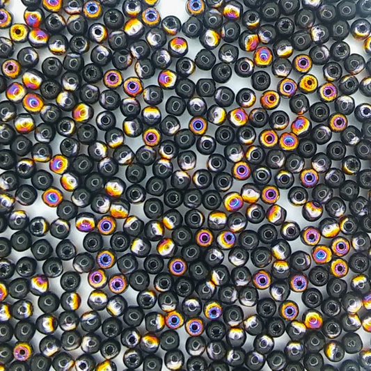 50 x 3mm round beads in Black Sliperit