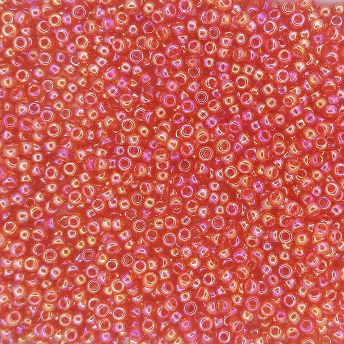 0254L - 50g Size 11/0 Miyuki seed beads in Transparent Light Red AB