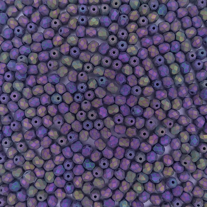 50 x 4mm faceted beads in Matt Purple Iris