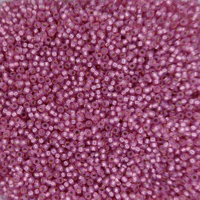 0645 - 5g Size 15/0 Miyuki seed beads in Dark Rose Silver lined Alabaster