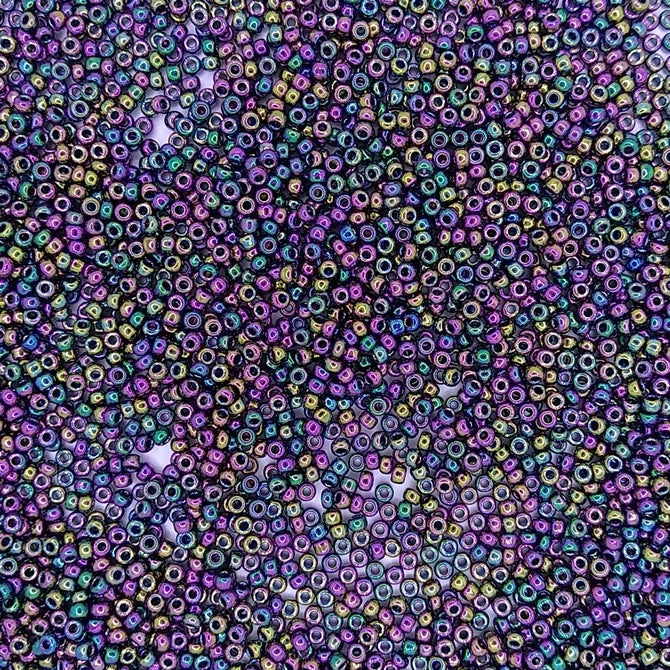 0455D - 10g Size 11/0 Miyuki seed beads in Metallic Dark Variegated Iris