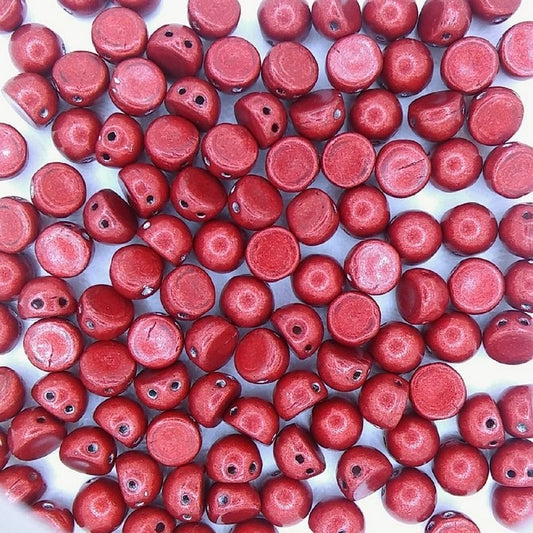 10 x CzechMate cabochons in Saturated Metallic Aurora Red