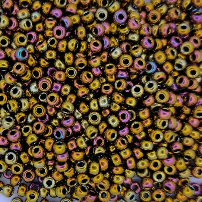 0462 - 10g Size 8/0 Miyuki seed beads in Metallic Gold Iris