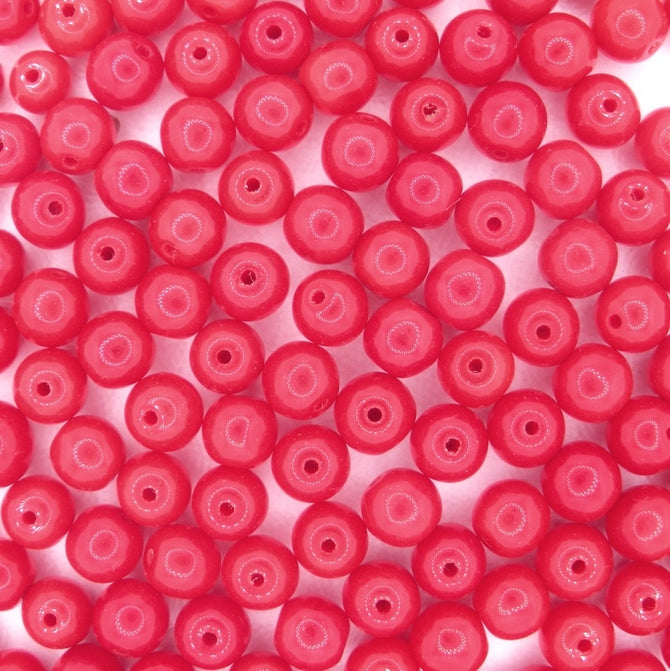 Mix of 15 x 6mm round beads in Red (1960s)