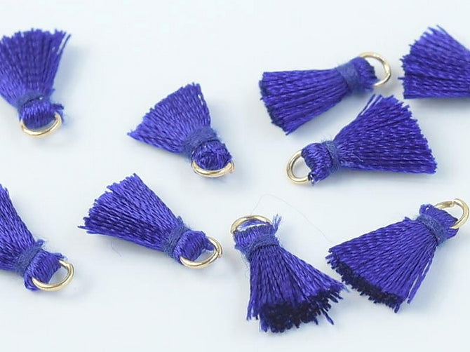 Pair of 1cm Cotton tassels in Dark Sapphire