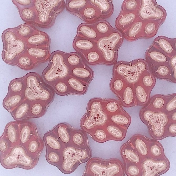 13mm Pawprint in Transparent Red/Copper