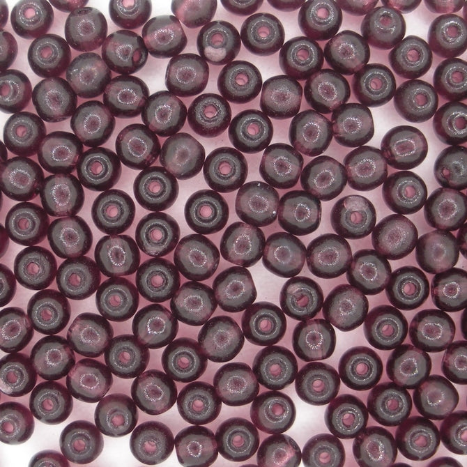 50 x 4mm round beads in Dark Amethyst