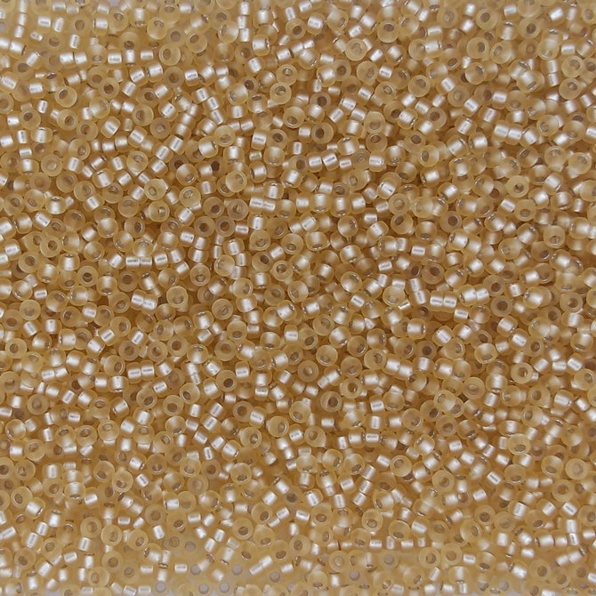 0003F - 5g Size 15/0 Miyuki seed beads in Matt Silver lined Gold