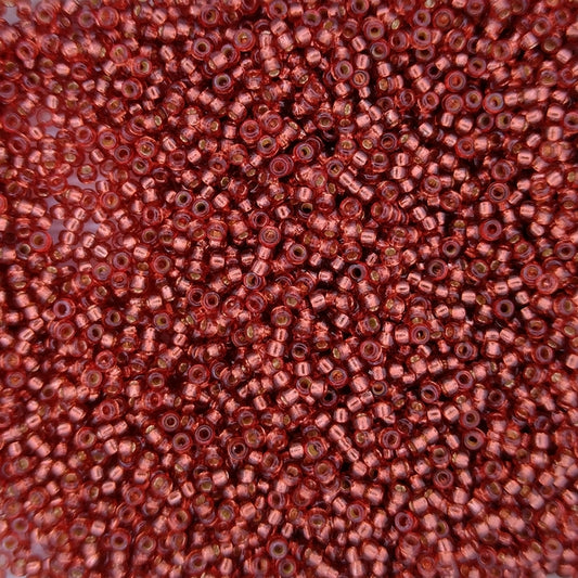 4270 - 25g Size 15/0 Miyuki seed beads in Duracoat Silver lined Magenta