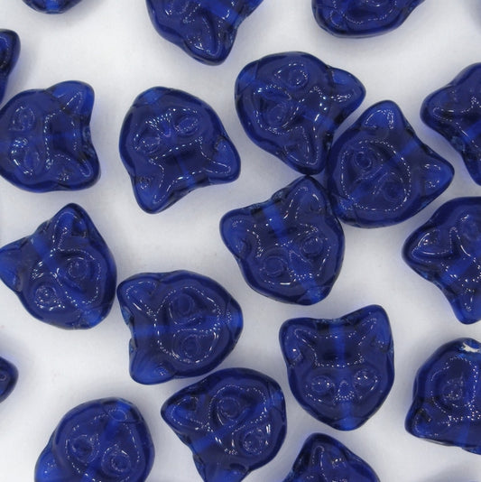 2 x 13mm Cat head beads in Royal Blue