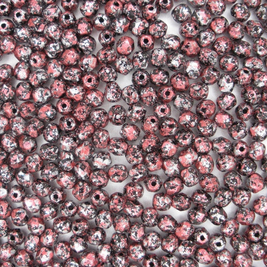 50 x 4mm beads in faceted Tweedy Red