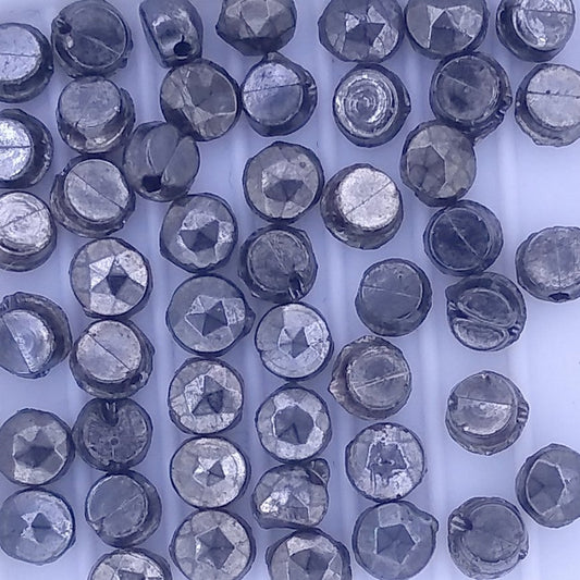 12 x 3mm nailhead beads in Gunmetal (1920s)