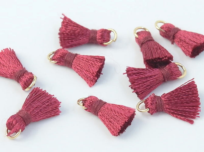 Pair of 1cm Cotton tassels in Bordeaux