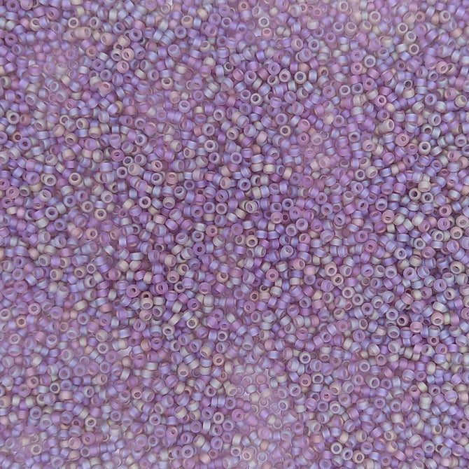 0142FR - 5g Size 15/0 Miyuki seed beads in Matt Smoky Amethyst AB