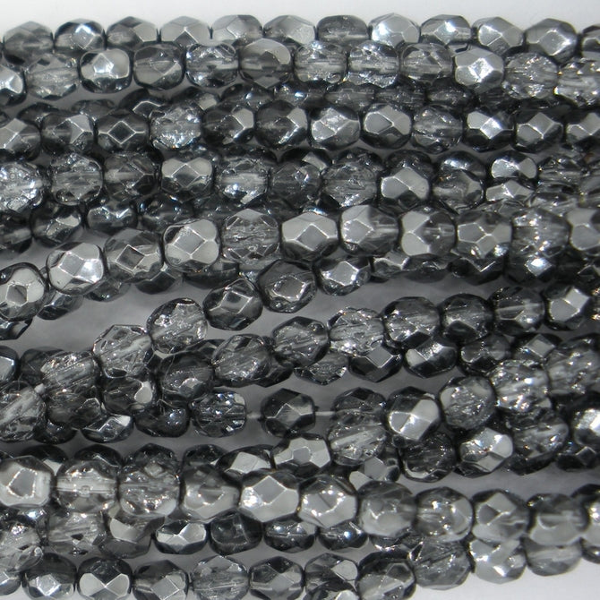 50 x 4mm faceted beads in Metallic Earthtone Ice