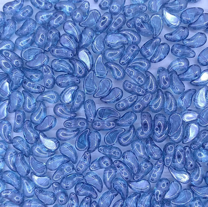 20 x Right Zoliduo beads in Crystal Baby Blue Lustre