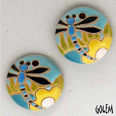 CSP-015-A small pendant in Dragonflies on Light Blue from Golem Studio